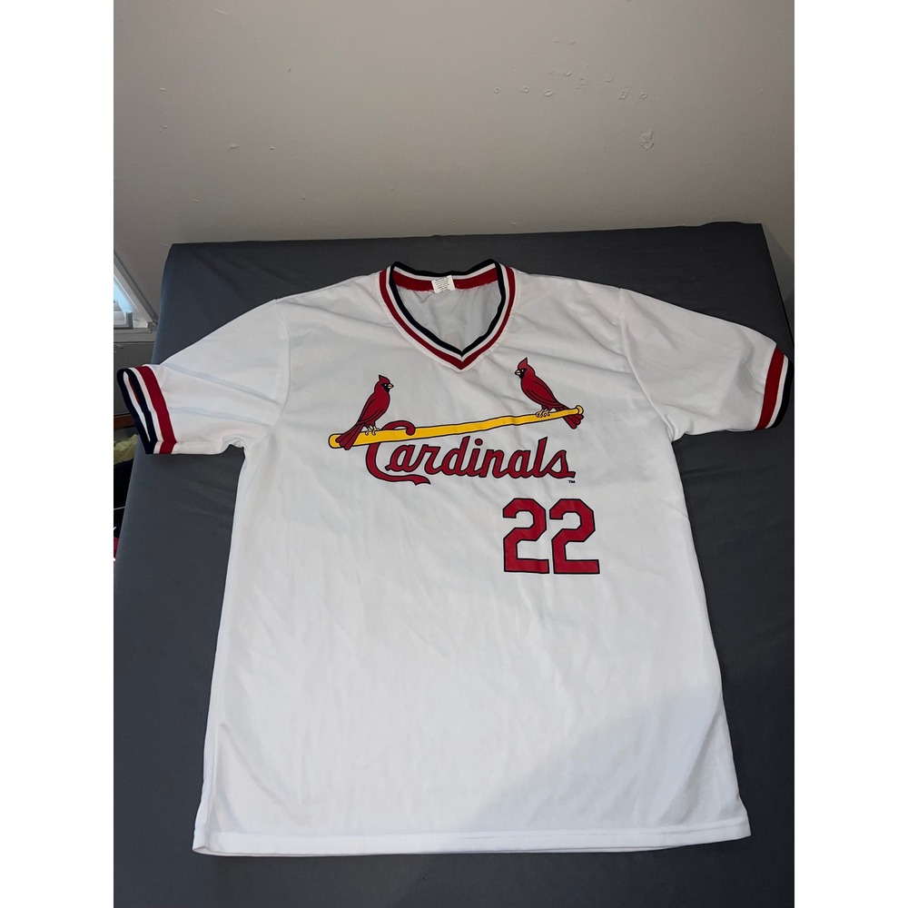 St. Louis Cardinals Baseball Jersey Mens XL White Excellent Jack Clark 22 V-Neck